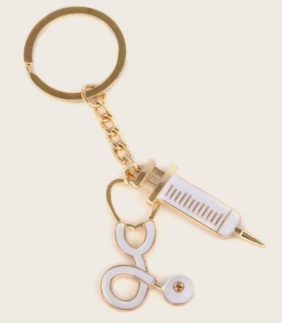 Medical Charm Keychains- silver & gold